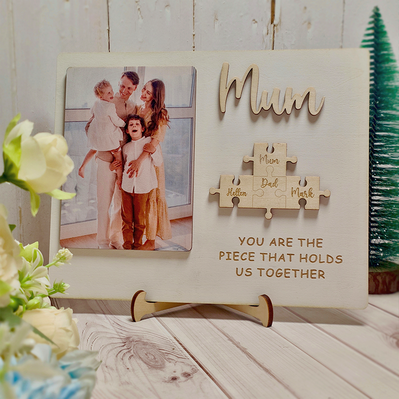 Personalized Photo and Name Wooden Puzzle Custom Sign Gifts for Mom