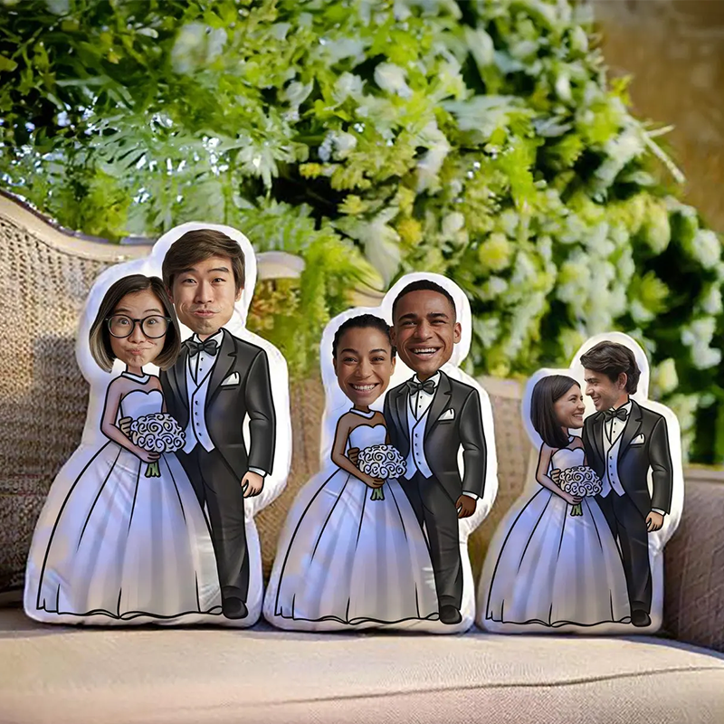 Bride and Groom Custom Shaped 3D Pillows Wedding Gift Valentines Day Gift Anniversary Gift
