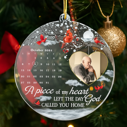 A Piece Of My Heart Left Personalized Memorial Acrylic Photo Ornament Custom Remembrance Christmas Gift