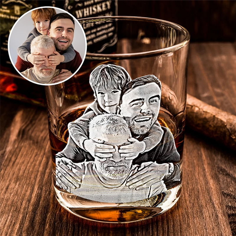 Personalized Engraved Photo Glass Custom Logo Whiskey Glass with Your Photo Gift for Father