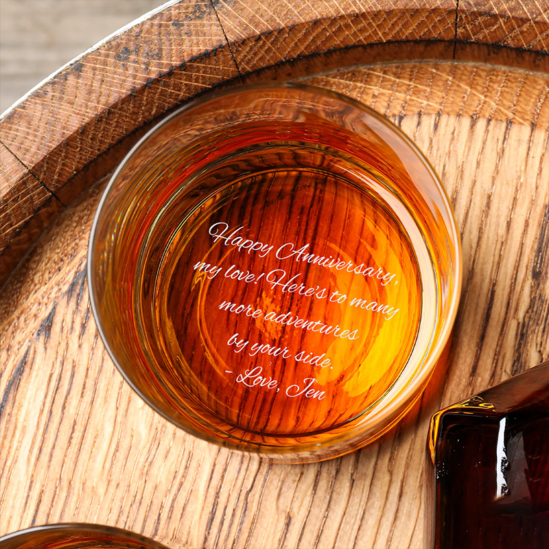 Personalized Photo Whiskey Glass Your Text or Logo Custom Message for Whiskey Lovers Bottom Engraved