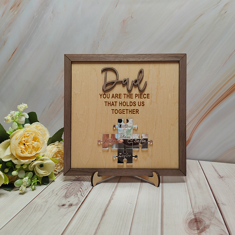 Personalized Name Wooden Puzzle Custom Sign Dad You Are the Piece That Holds Us Together Gifts for Father