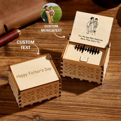 Custom Photo and Song Digital Wooden Music Box Can Play Whole Song Gifts for Father