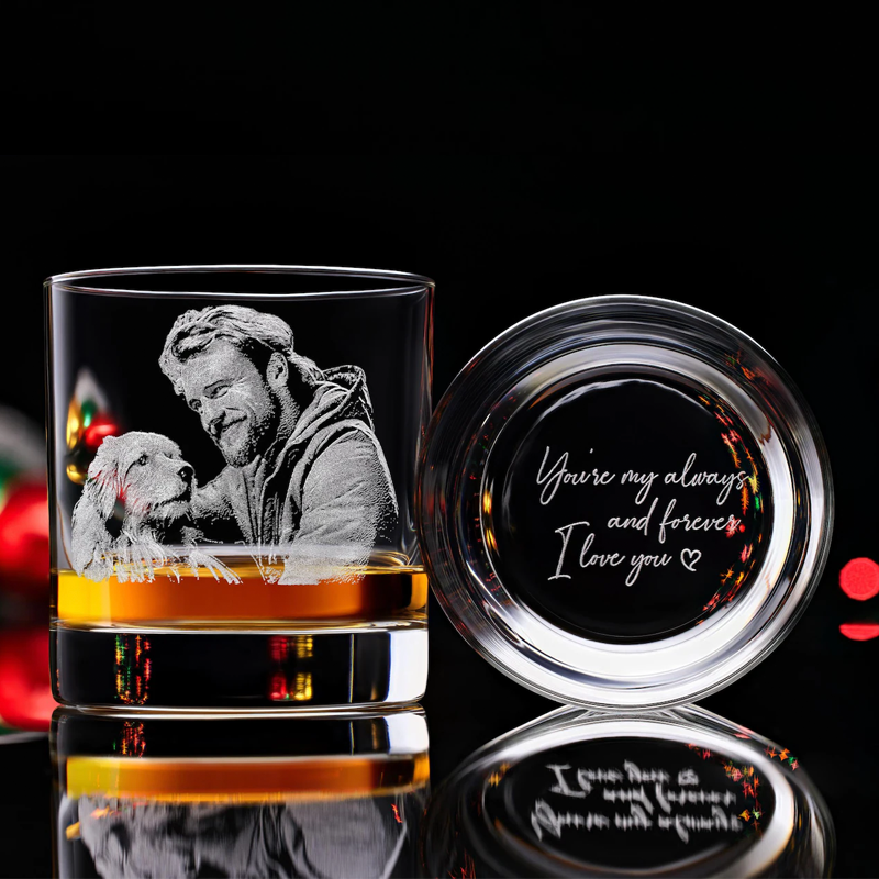 Custom Etched Whiskey Glasses Engrave Your Pet Photo and Handwriting Message Gift for Dog Lovers