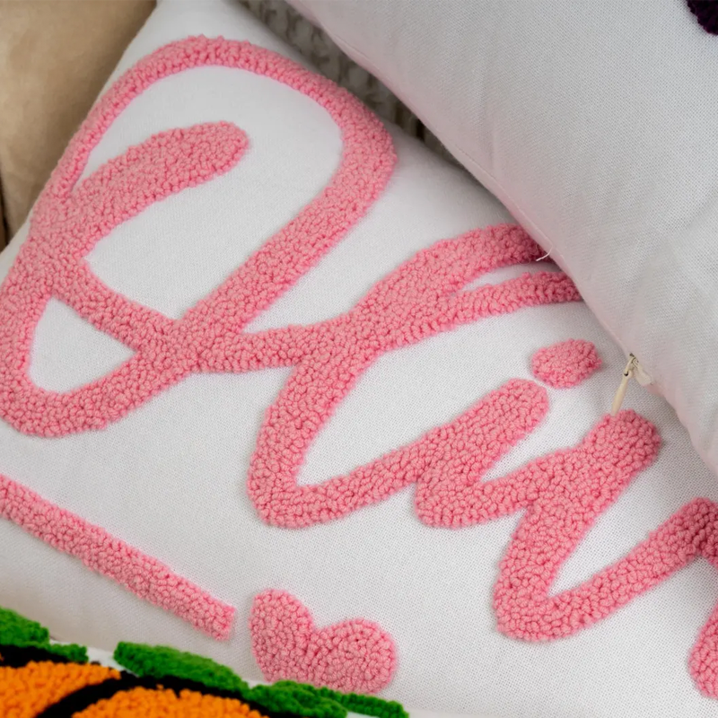 Handcraft Custom Embroidered Name Pillow with Punch Needle Newborn Baby Name Pillowcase Dorm Pillow with Name Dorm Gifts