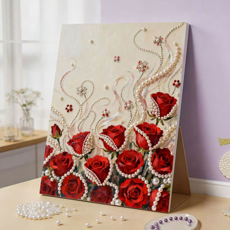 DIY Pink Castle Pearl Painting Kit - Handmade Crystal Diamond Art with Frame Beginner-Friendly Wall Decor Gift for Friends