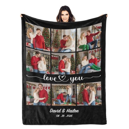 Custom Collage Photo Blanket Personalized Throw Blanket with Photos Text Christmas Gifts
