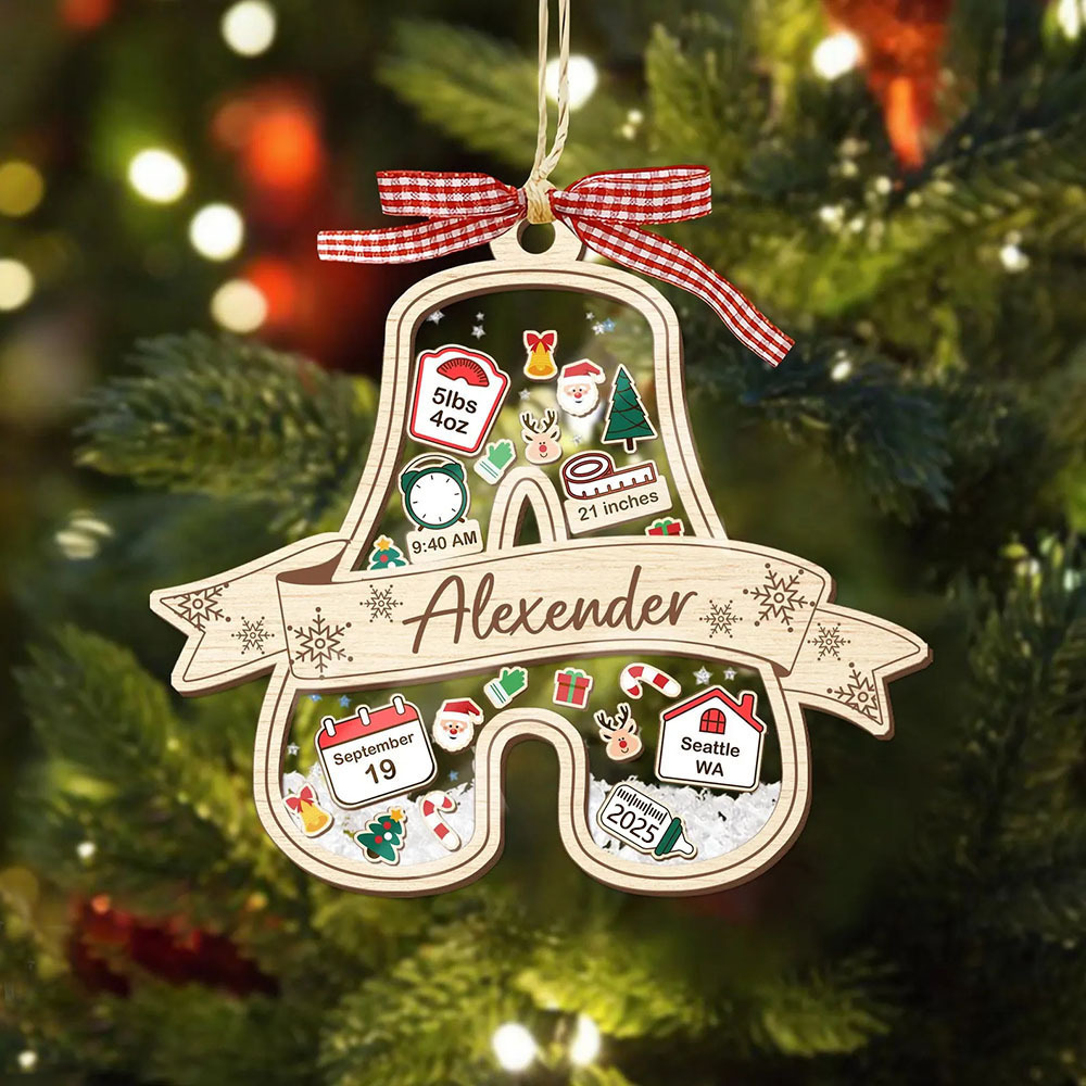 Personalized Initial Baby Name Ornament 4D Shaker Ornament Baby's First Christmas Ornament Baby Shower Gift
