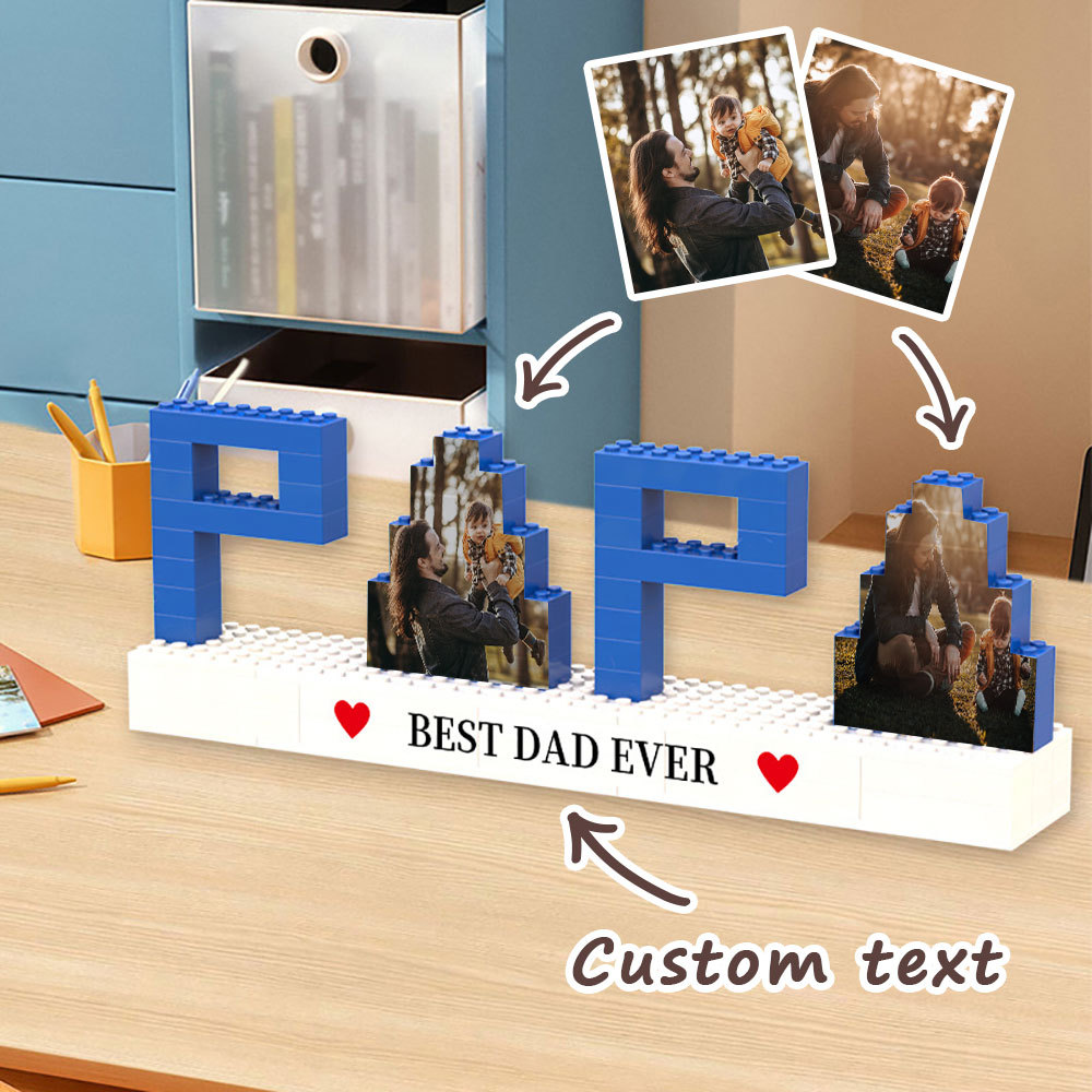 Custom Photo Puzzle Building Bricks Father's Day Gifts Dad and Papa Building Bricks Picture Frame with Text Engraved