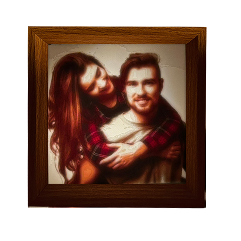 Custom 3D Printed Lithophane Photo Frame Lamp Personalized 3D Embossed