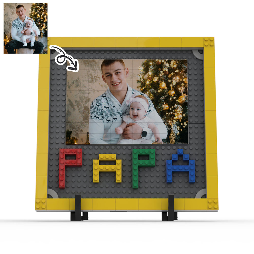 Personalized Photo Puzzle Building Blocks Father's Day Gifts Custom Dad and Papa Building Bricks Picture Frame Gift for Dad