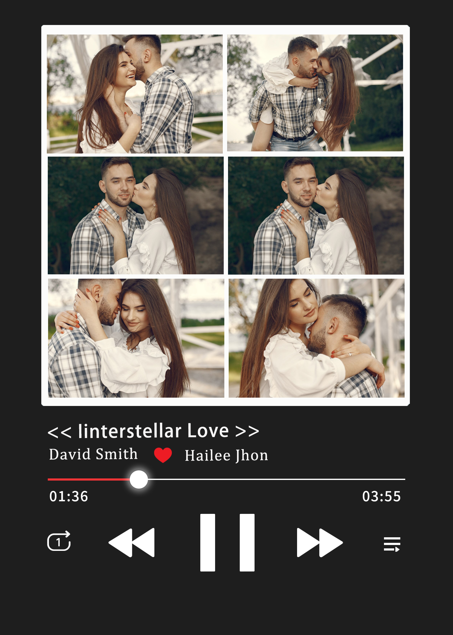 Personalized Collage Photo Frame with Music Custom Whole Song Frame