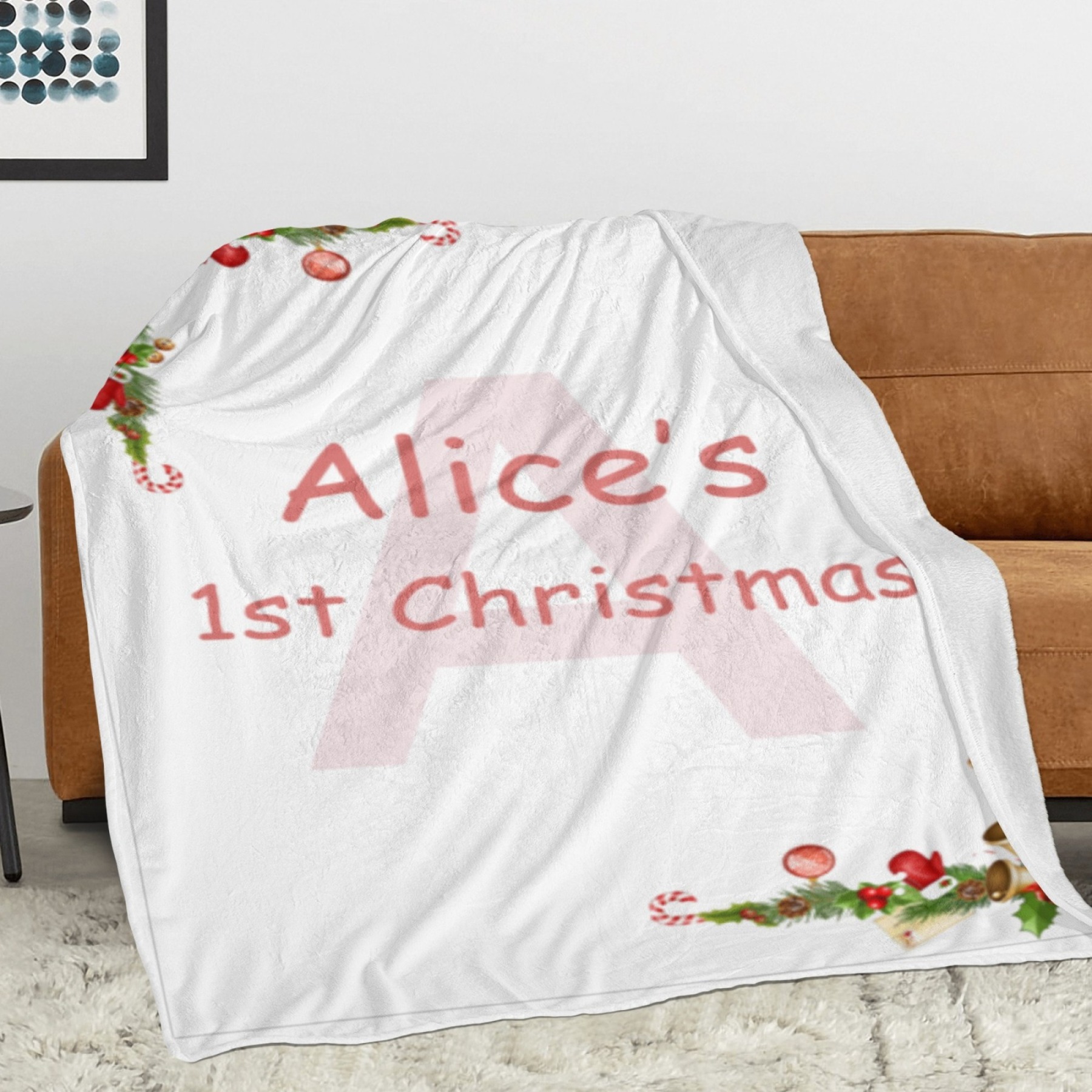 Personalized Baby Blankets Custom Babys First Christmas Blanket with Name Flannel Blanket for Christmas