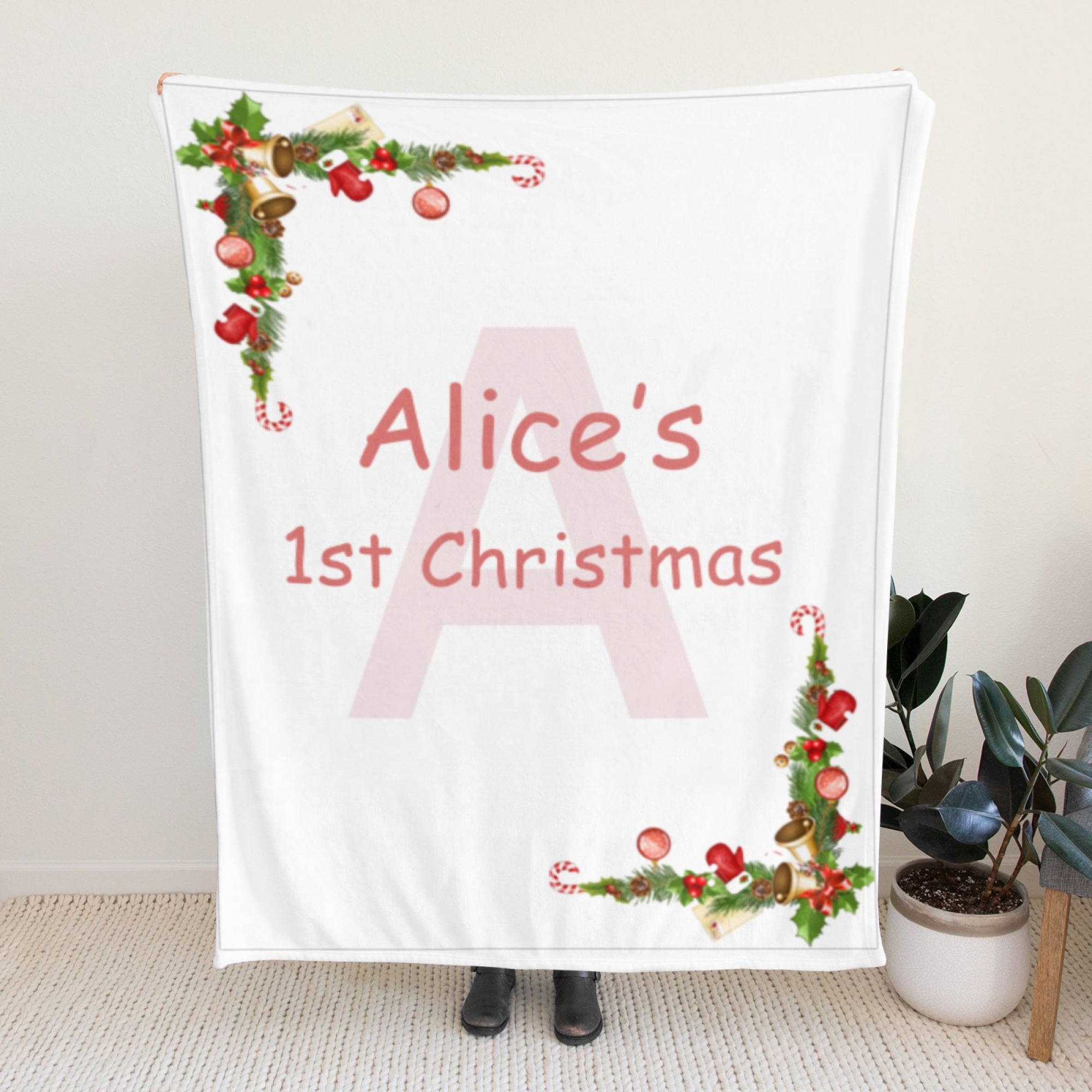 Personalized Baby Blankets Custom Babys First Christmas Blanket with N