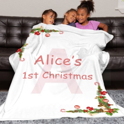 Personalized Baby Blankets Custom Babys First Christmas Blanket with Name Flannel Blanket for Christmas