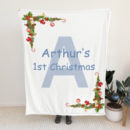 Personalized Baby Blankets Custom Babys First Christmas Blanket with Name Flannel Blanket for Christmas