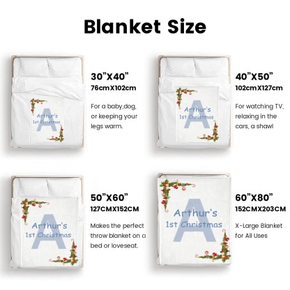 Personalized Baby Blankets Custom Babys First Christmas Blanket with Name Flannel Blanket for Christmas