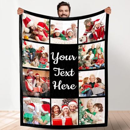 Custom Christmas Blanket with Collage Picture Personalized Merry Christmas Throws Blankets Customized Memorial Gifts