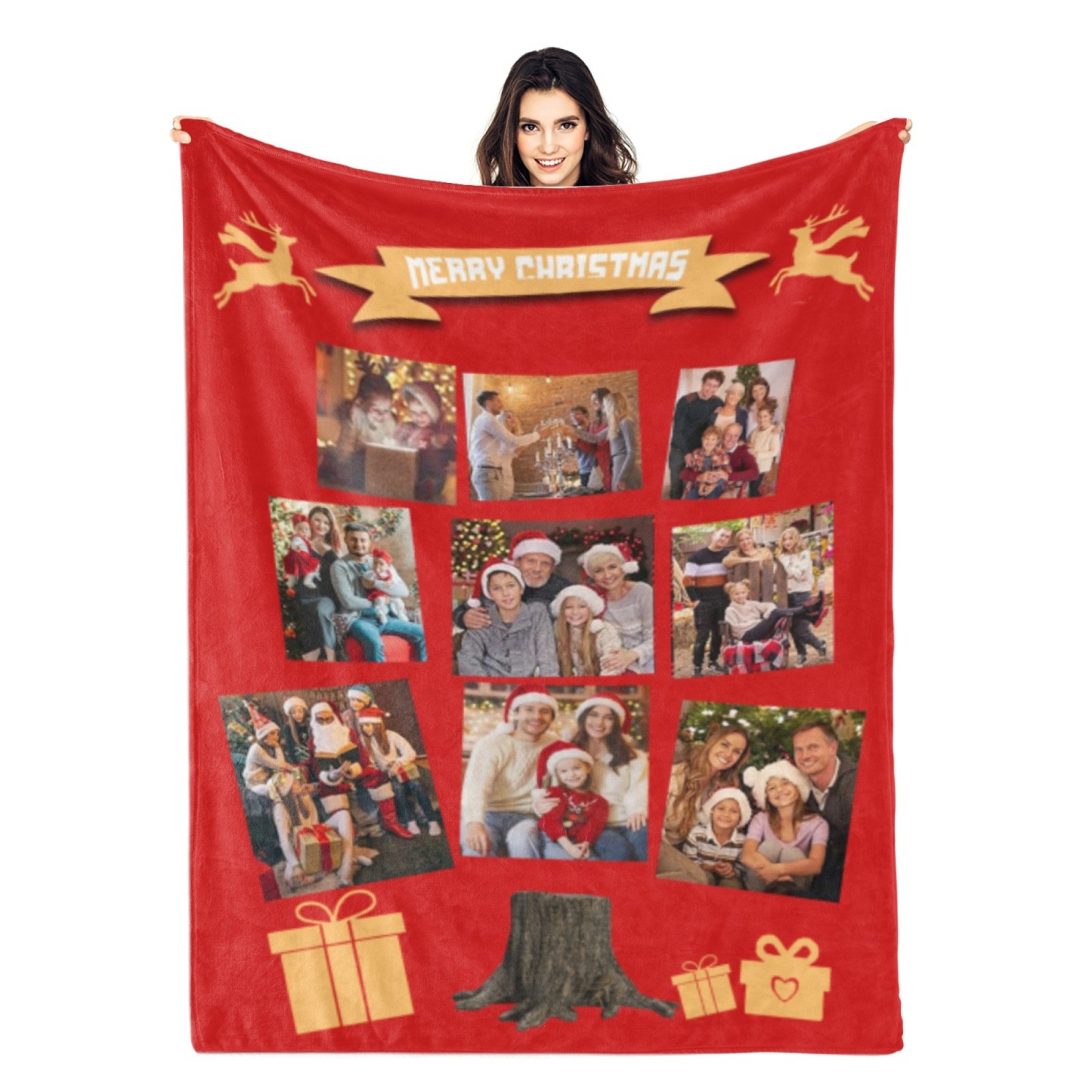 Custom Christmas Blanket with Collage Picture Personalized Merry Christmas Throws Blankets Customized Memorial Gifts