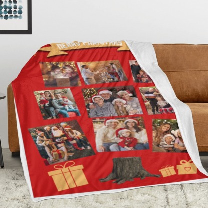 Custom Christmas Blanket with Collage Picture Personalized Merry Christmas Throws Blankets Customized Memorial Gifts