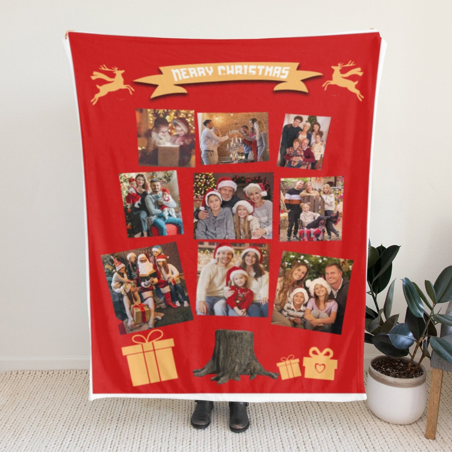 Custom Christmas Blanket with Collage Picture Personalized Merry Christmas Throws Blankets Customized Memorial Gifts