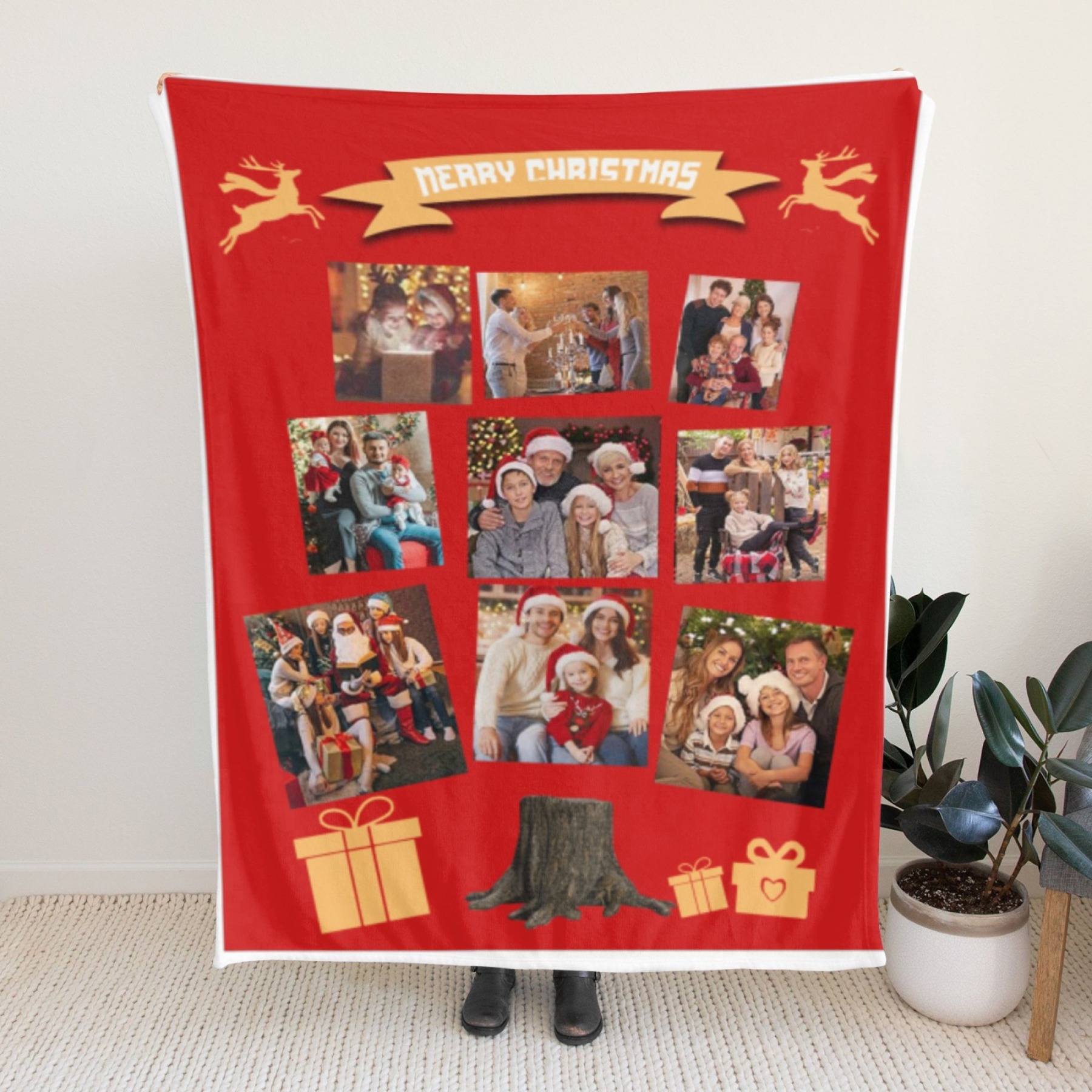 Custom Christmas Blanket with Collage Picture Personalized Merry Christmas Throws Blankets Customized Memorial Gifts
