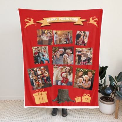 Custom Christmas Blanket with Collage Picture Personalized Merry Christmas Throws Blankets Customized Memorial Gifts
