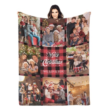 Merry Christmas Custom Blankets Personalized Multiphoto Gifts with Your Own Photos Perfect Present for Christmas