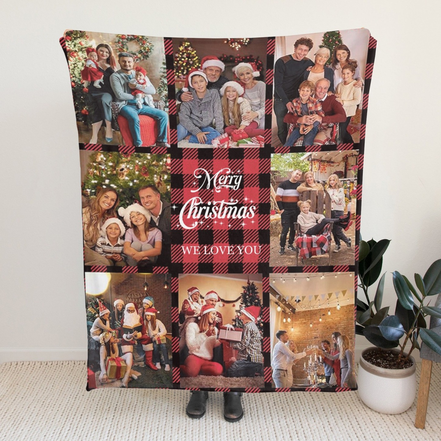 Merry Christmas Custom Blankets Personalized Multiphoto Gifts with Your Own Photos Perfect Present for Christmas