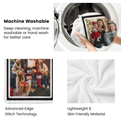 Custom Christmas Blanket with Photos Collage for Family Couple Personalized Pictures Blanket with Text Customized Photo Throw Blanket