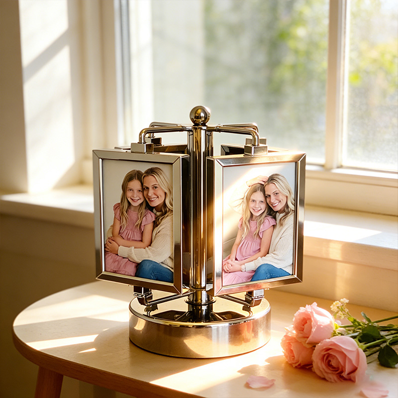 Personalized Collage Photo Rotating Album Custom Whole Song Metal Music Box Mother's Day Gift