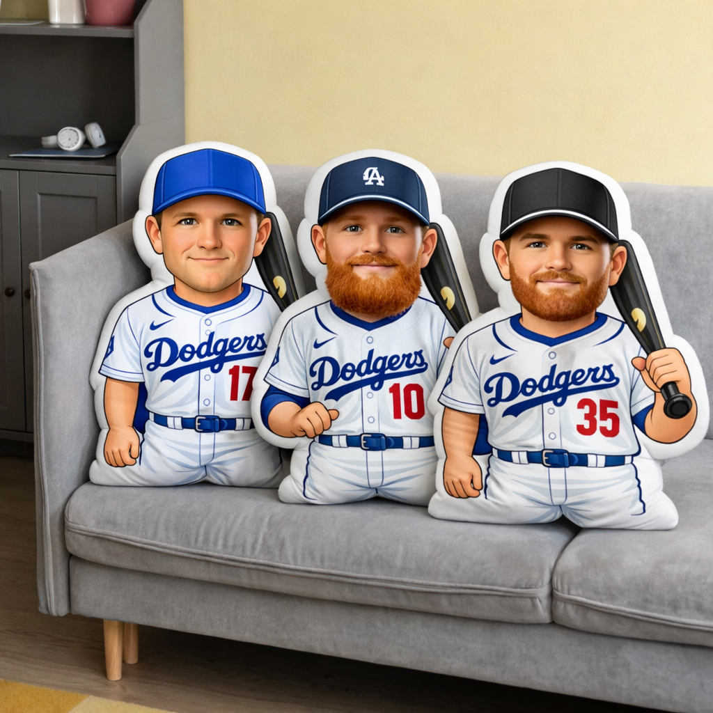 Custom 3D Photo Pillow Los Angeles Dodgers Fans Cushion Personalized Double-Sided Printed Picture Pillow