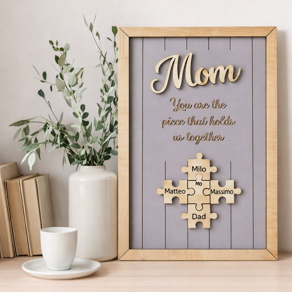 Personalized Wooden Puzzle Frame Custom Color Engraved Mom You Are the Piece That Holds Us Together Sign Gifts for Mom
