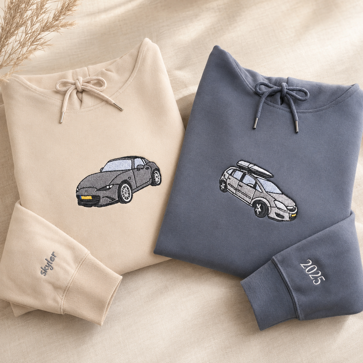 Personalized Motorcycle Photo Hoodie Custom Embroidered Car Sweatshirt Car Lovers Gift for Dad