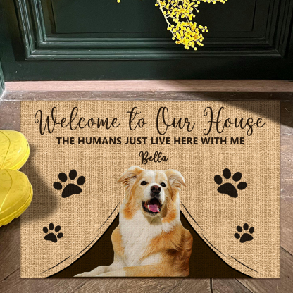 Custom Pet Doormat Personalized Dog Welcome Mat Funny Entry Rug for Porch Kennel Gift for Pet Owners and Dog Lovers
