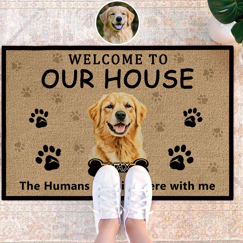 Personalized Doormat Custom Pet Welcome Rug with Funny Quote Name and