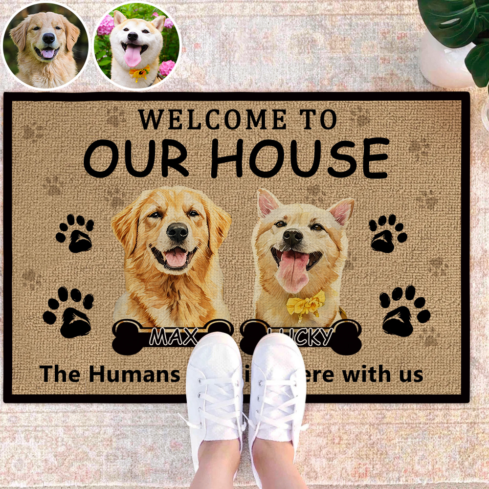 Personalized Doormat Custom Pet Welcome Rug with Funny Quote Name and Image Perfect Gift for Kennel House Porch