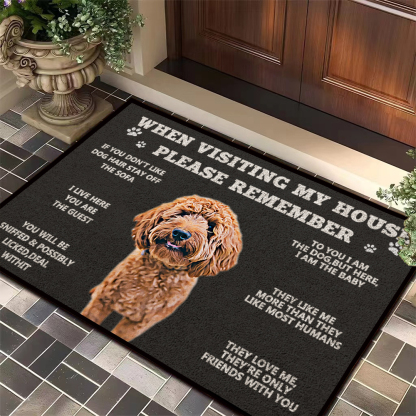 Personalized Pet Photo Doormat for Dog Lovers Custom Photo Welcome Rug for House Porch Entryway Kennel