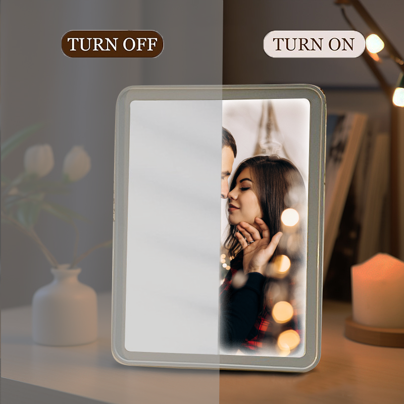 Personalized Photo Mirror Light Off as Mirror On as Glowing Picture Custom Picture Led Lamp
