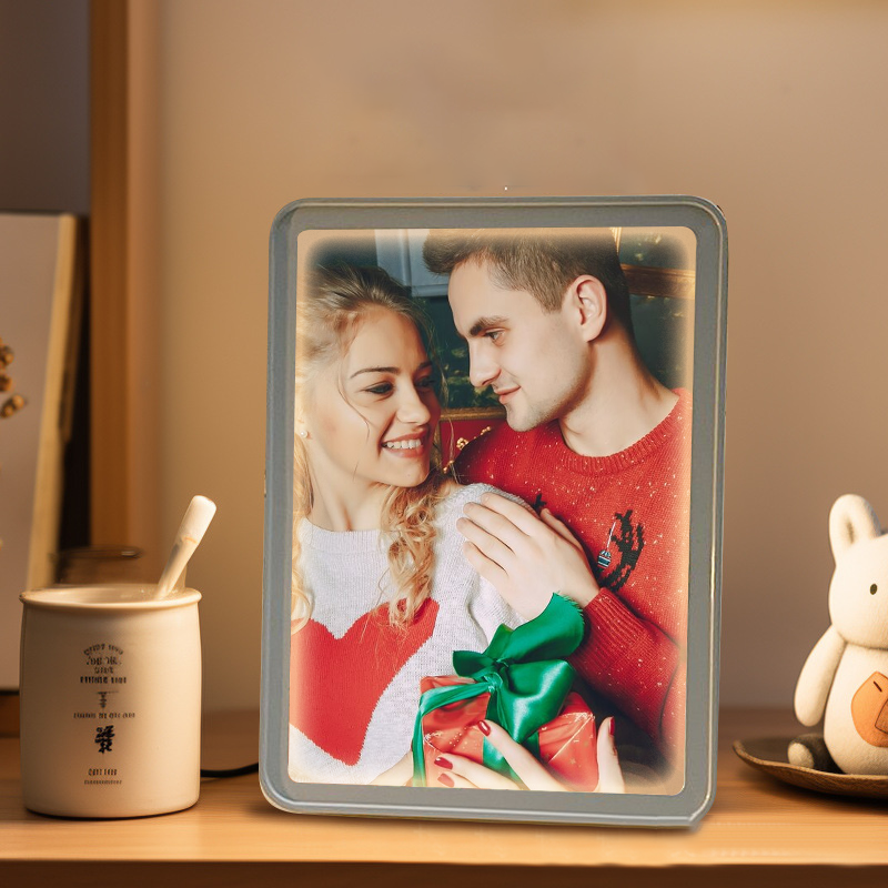Personalized Photo Mirror Light Off as Mirror On as Glowing Picture Custom Picture Led Lamp