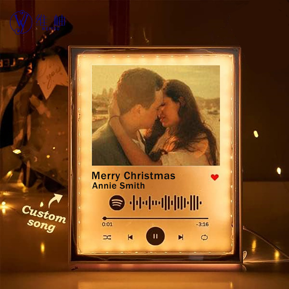 Customizable Music Plaque Mirror Lamp LED Photo Light with Scannable Song Code