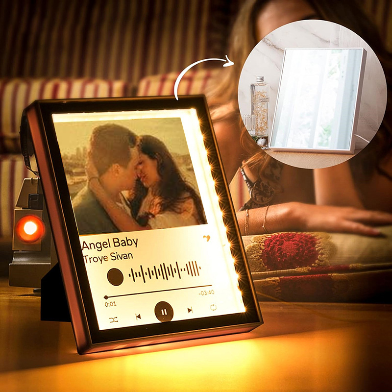 Customizable Music Plaque Mirror Lamp LED Photo Light with Scannable Song Code