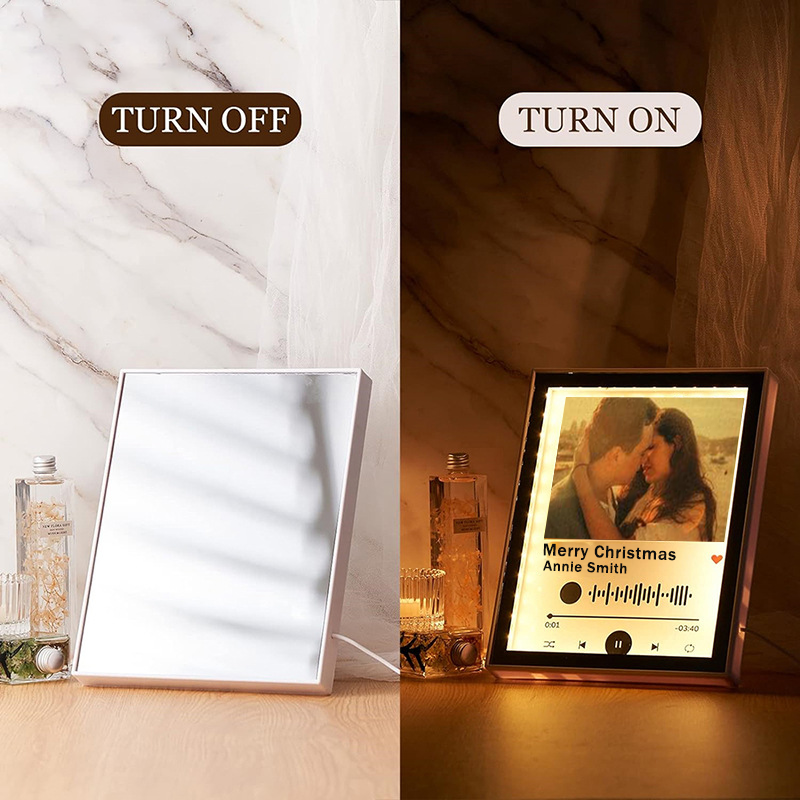 Customizable Music Plaque Mirror Lamp LED Photo Light with Scannable Song Code
