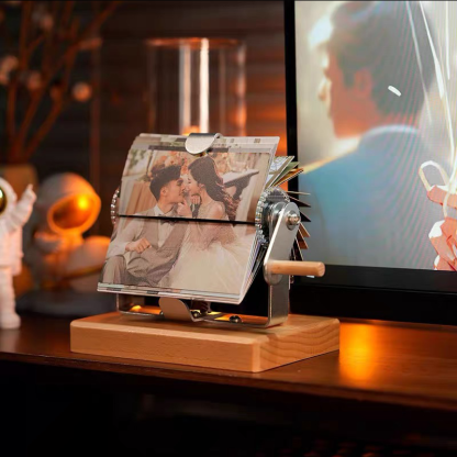 Custom Mechanical Hand-Crank Photo Frame Personalized 32 Photo Box DIY Album DIY Gift for Couple
