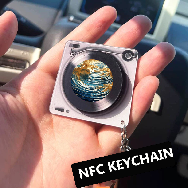 Personalized Photo Album NFC Music Acrylic Keychain Record Rotating 3d Keychain