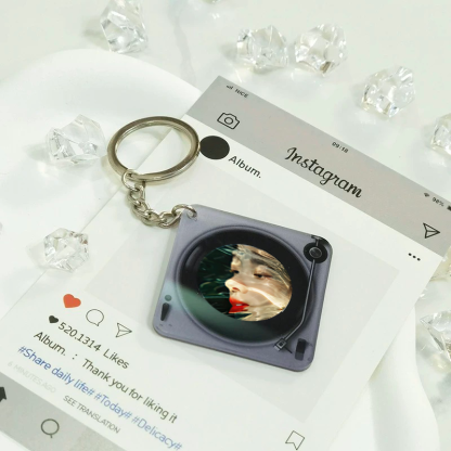 Personalized Photo Album NFC Music Acrylic Keychain Record Rotating 3d Keychain