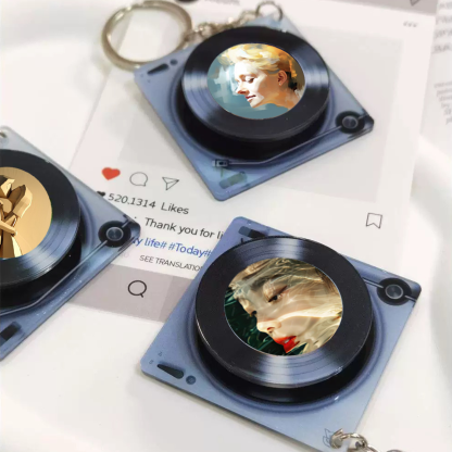 Personalized Photo Album NFC Music Acrylic Keychain Record Rotating 3d Keychain