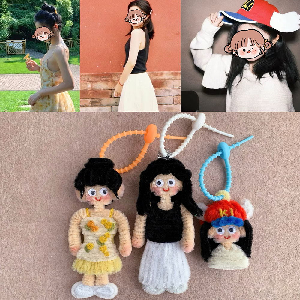 Handcraft Custom Portrait Doll Handmade Pipe Cleaner Doll Chenille Stems Stick Anime DIY Customized Human Figure Anniversary Gifts