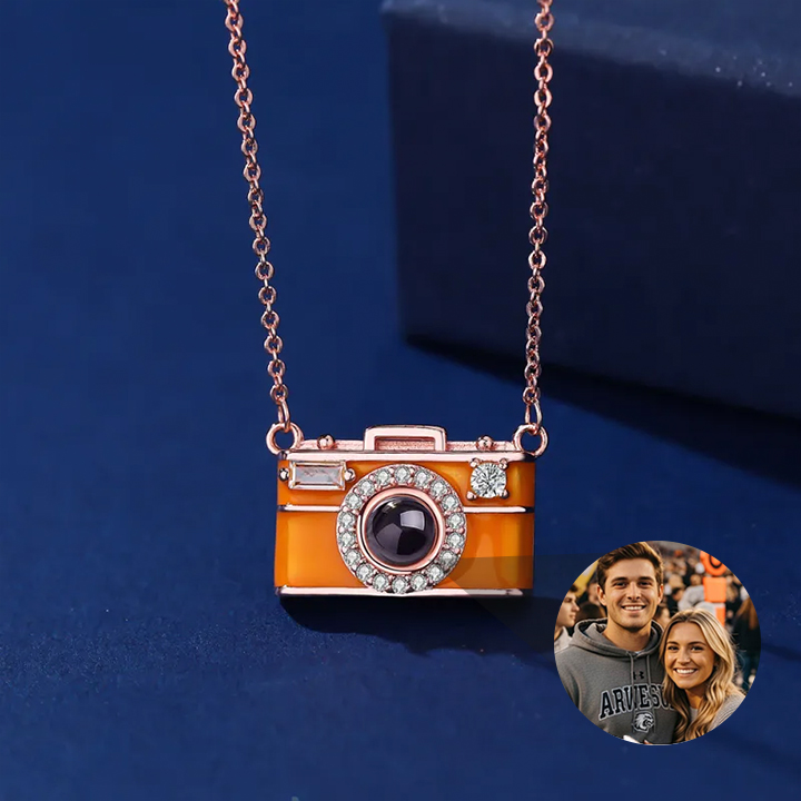 Custom Photo Projection Necklace for Women - Personalized Picture Pendant Jewelry Camera View Anniversary Birthday Gift for Women