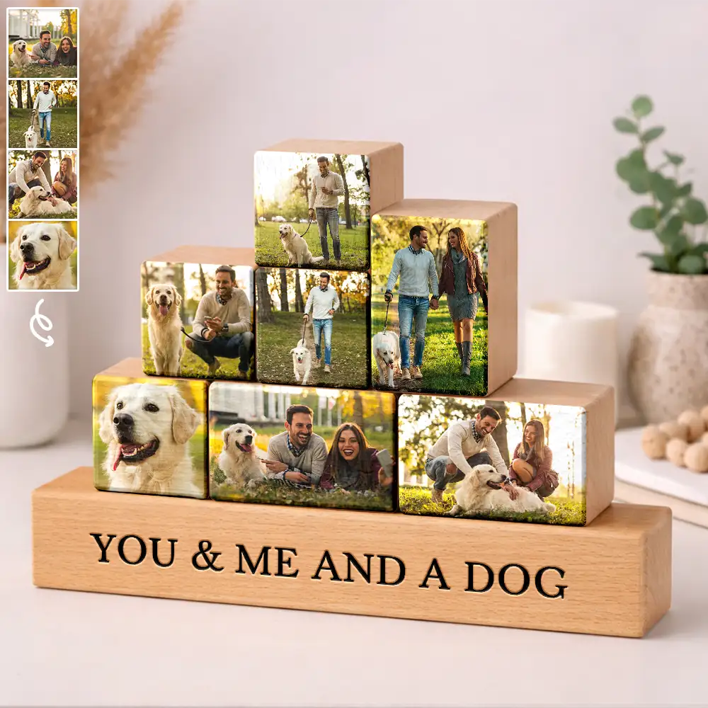 Personalized Wooden Stacking Photo Blocks Custom Photo Blocks Family Gifts for Father's Day
